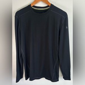 Smartwool Thermal Merino Shirt Mens Size M Black Long Sleeve Wool Base Layer